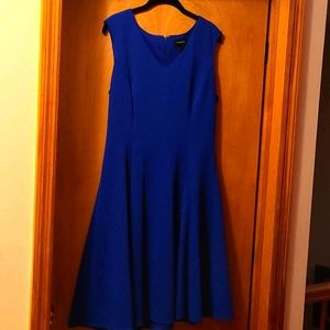 Royal blue sleeveless fit and flare dress